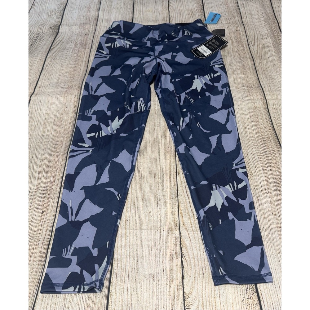 NWT Tahari Sport Performance Blue Floral Abstract Leggings NEW Sz M Tub3